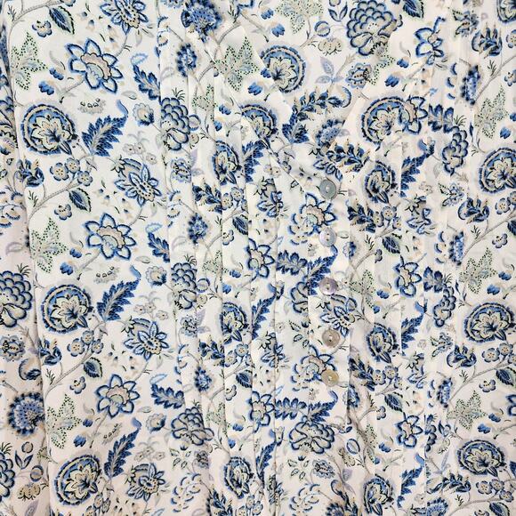 Rose + Olive Blouse Size 2X Floral Paisley Pleated Boho Peasant Artsy Office - Picture 4 of 9